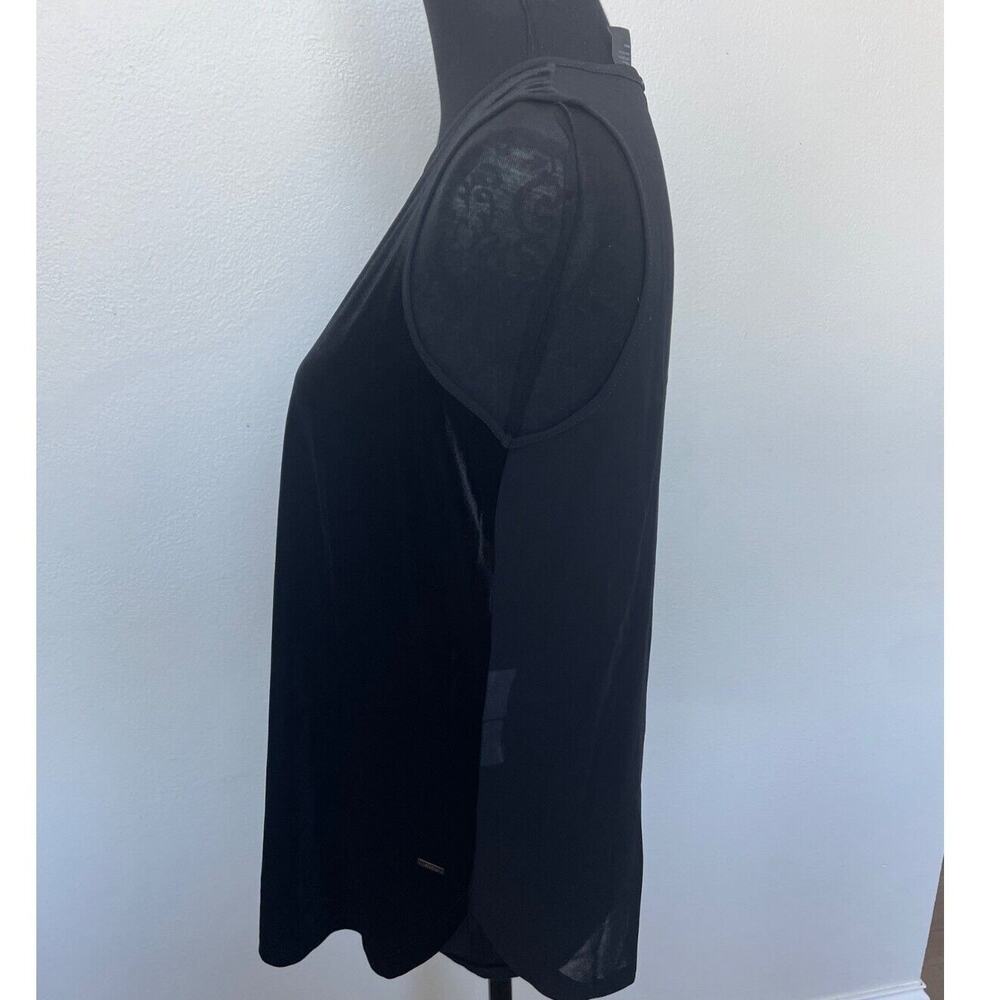 Armani Exchange Sleeveless Velvet Sheer Back Tank Black Career Grunge Women's M